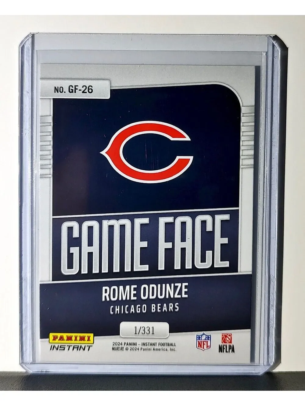 Rome Odunze 2024 Panini Game Face NFL #26 Rookie Football Card Bears 1/331